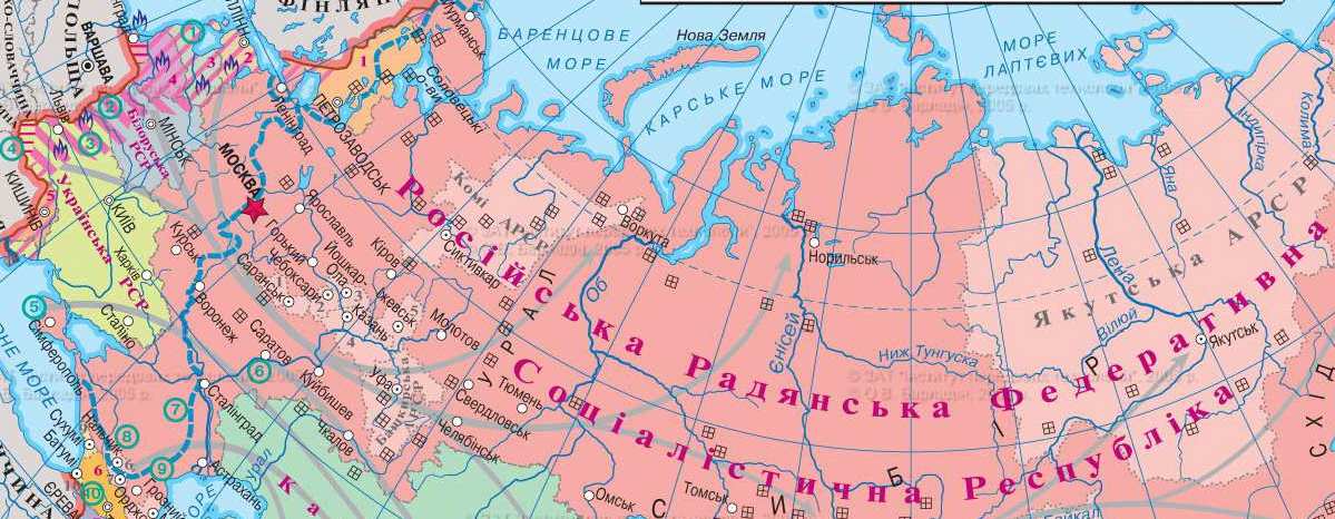 Карта СССР 1953 г.